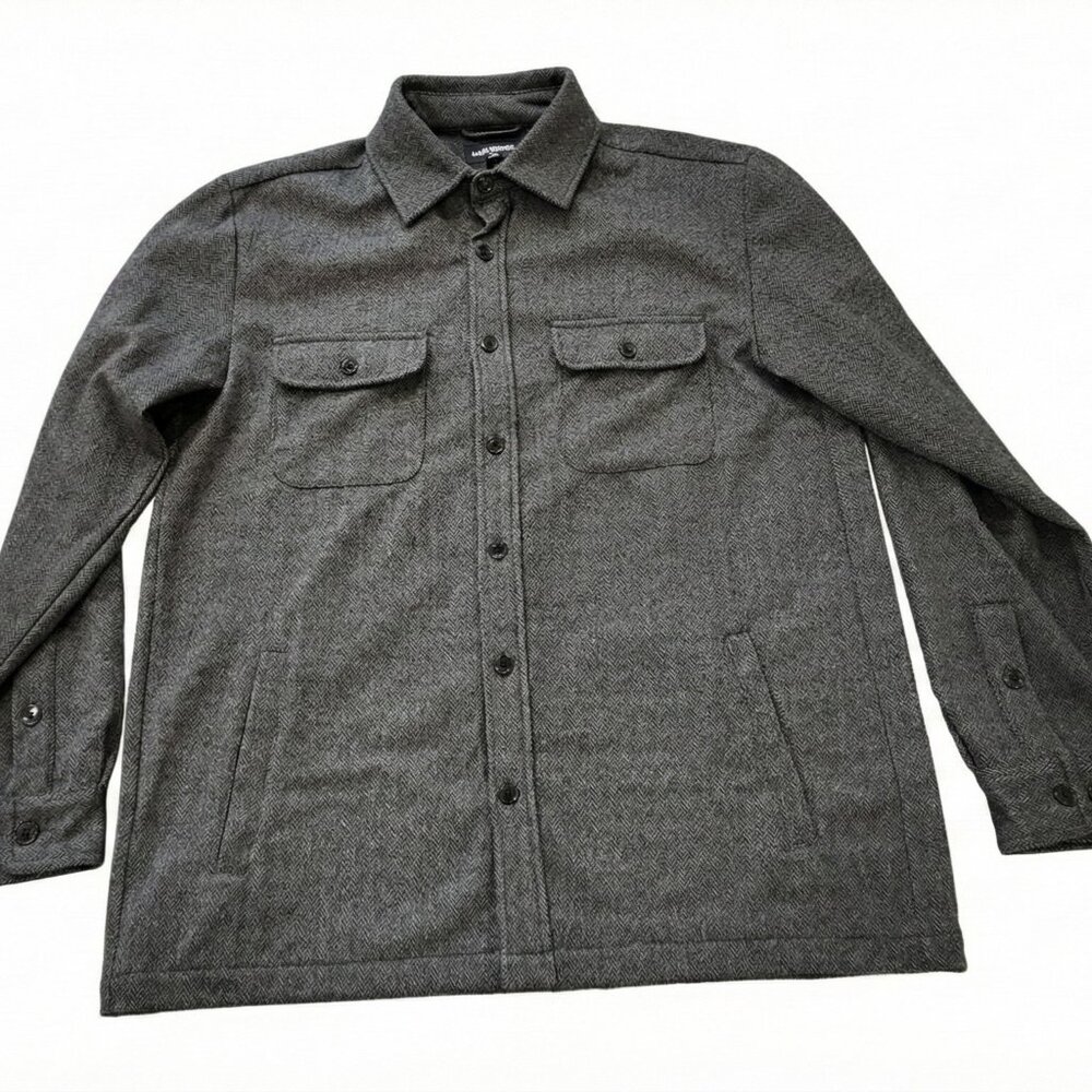 Bonobos | Grey Herringbone Sweater Overshirt | Size Large